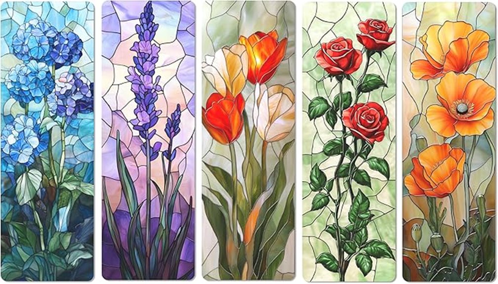 five flower glass bookmarks