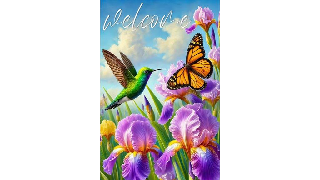 floral hummingbird garden flag