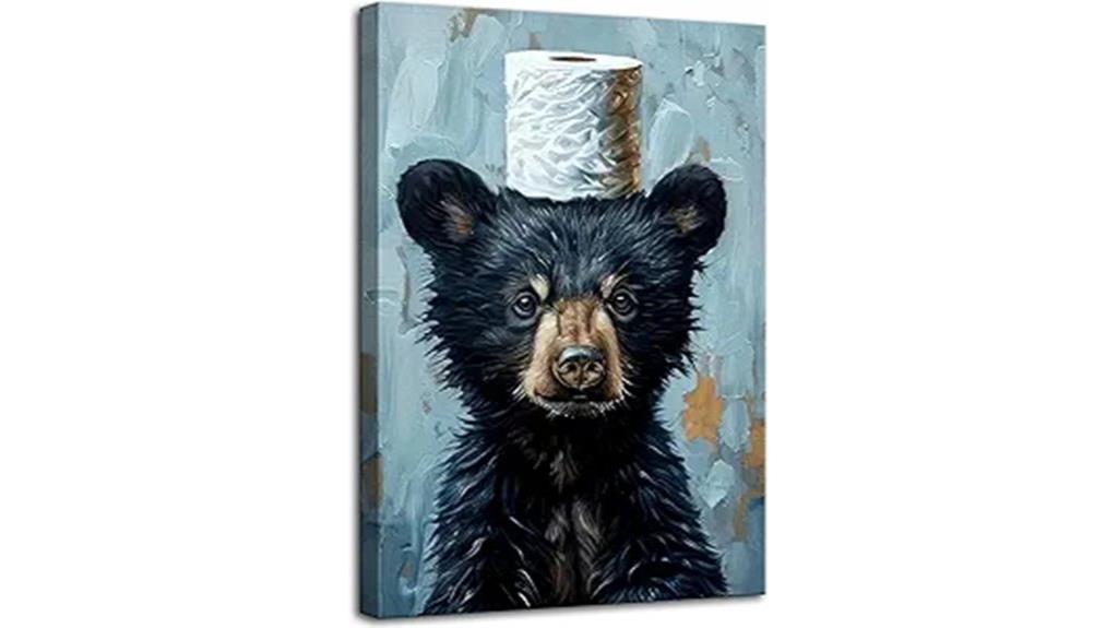 funny black bear canvas