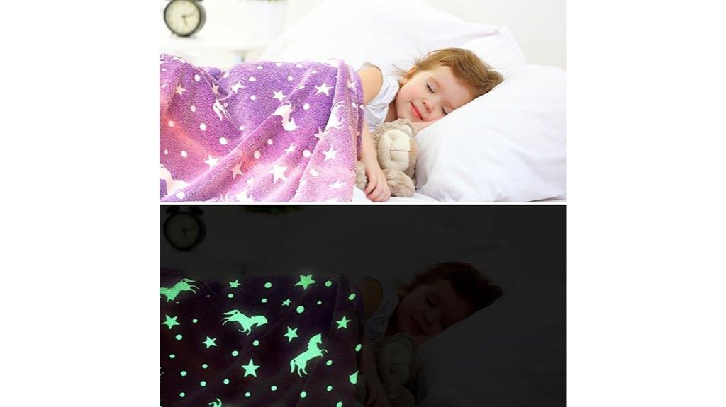 glowing unicorn kids blanket