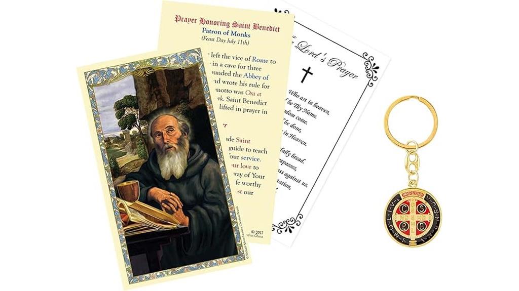 gold st benedict medal keychain