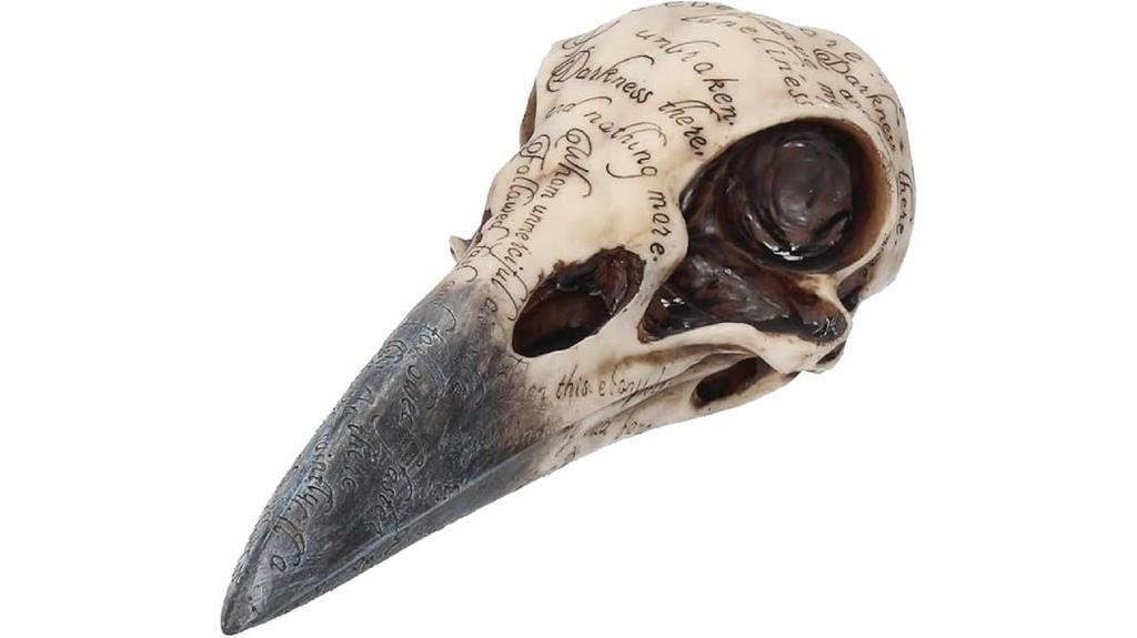 gothic raven skull figurine