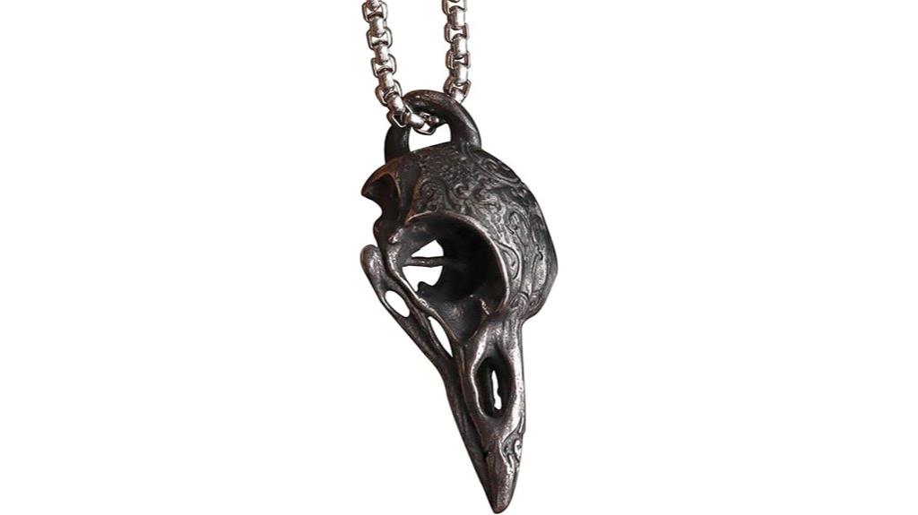 gothic raven skull pendant