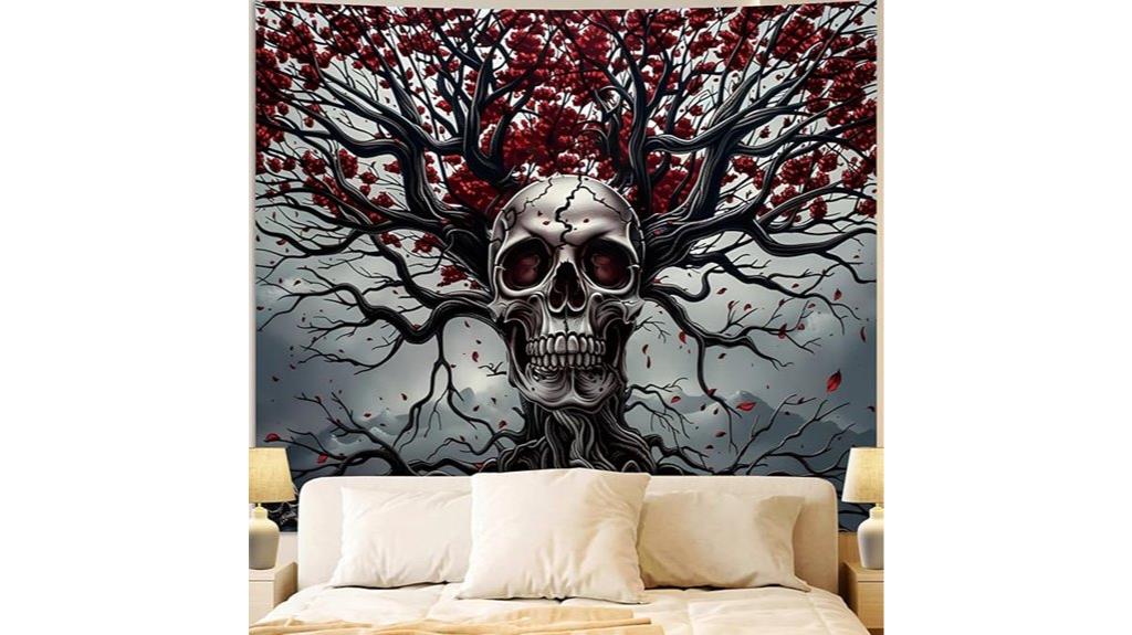 gothic skull halloween tapestry