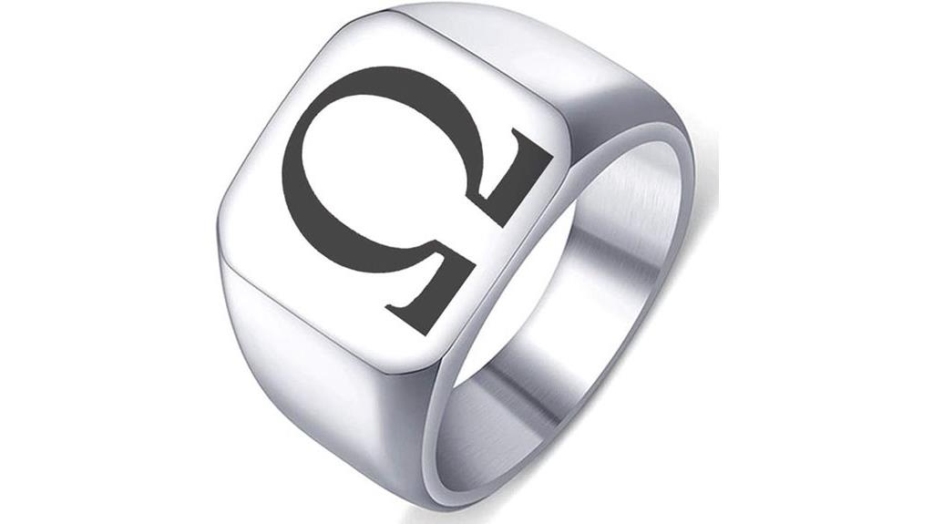 greek omega stainless ring