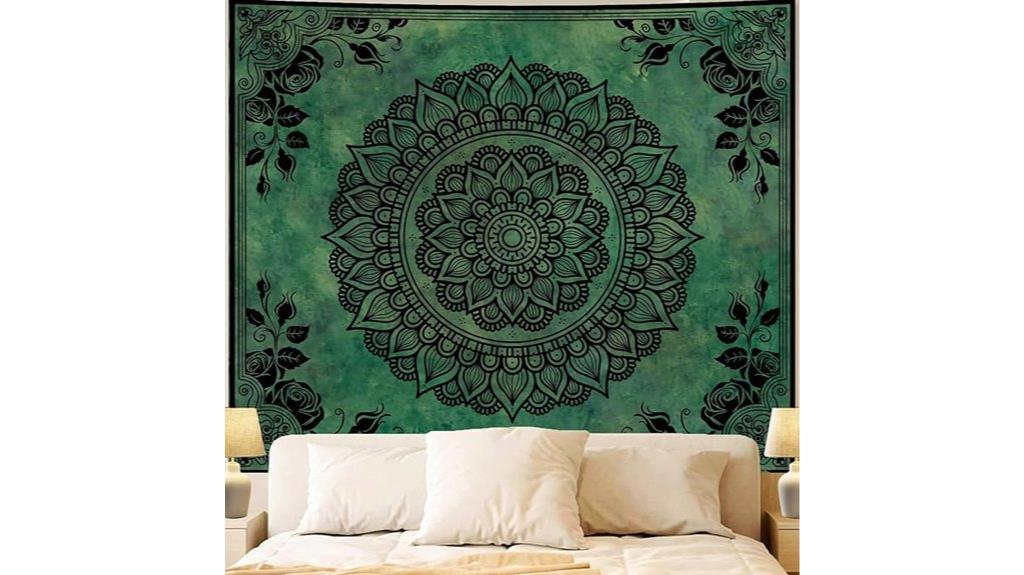 green mandala wall tapestry