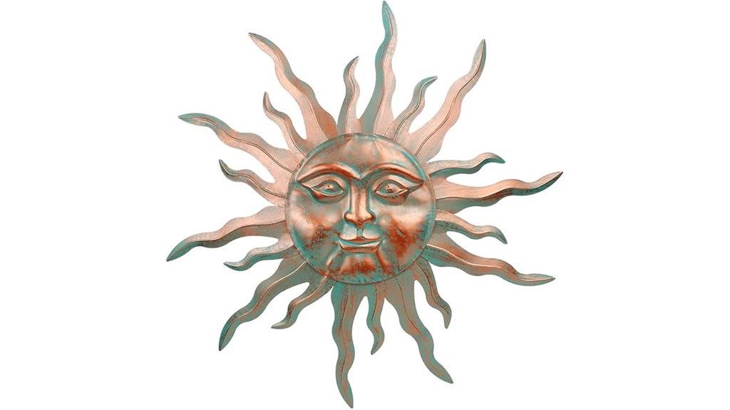 green metal sun wall decor