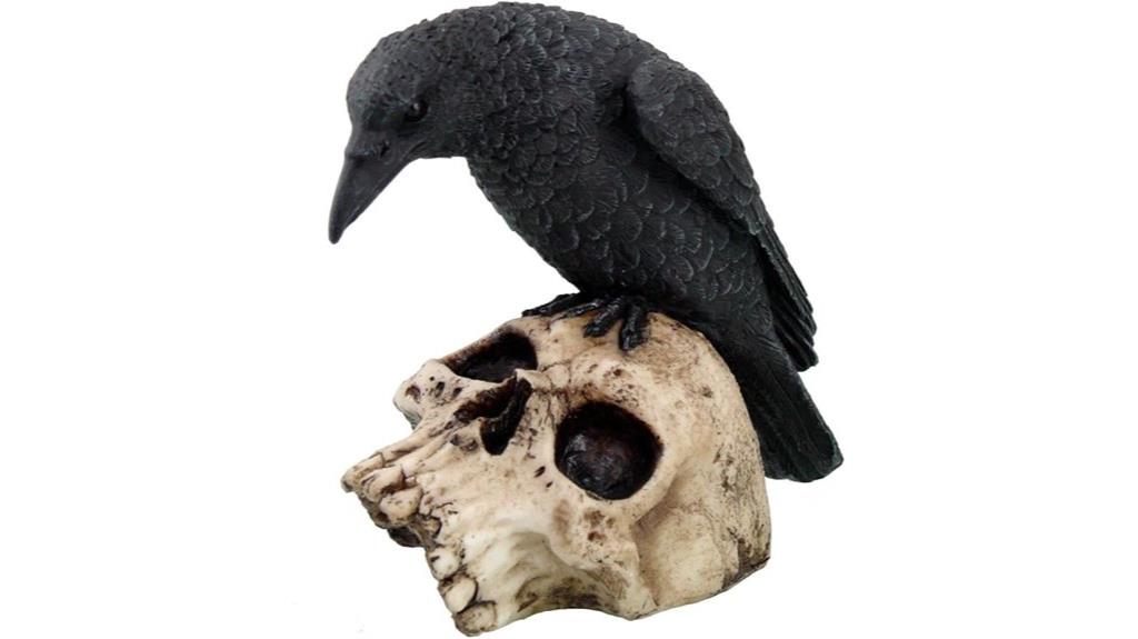 halloween skeleton raven statue