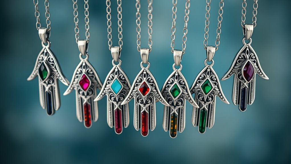 hamsa gemstone necklace collection