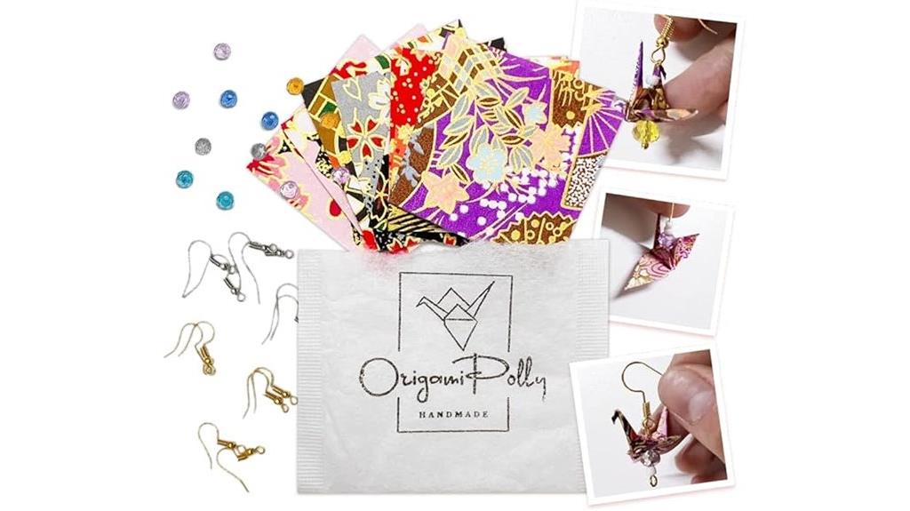 handmade paper crane earrings