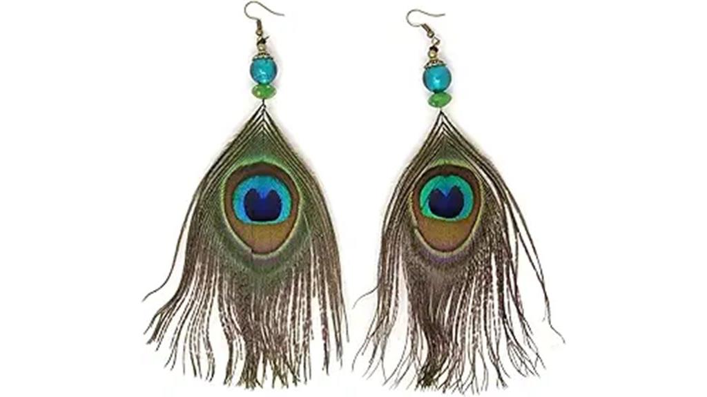 handmade peacock feather earrings