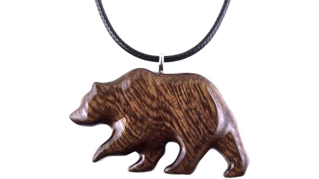 handmade wooden bear necklace