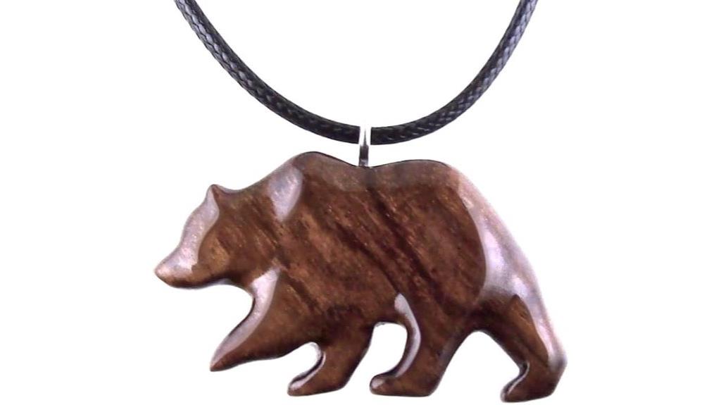 handmade wooden bear pendant