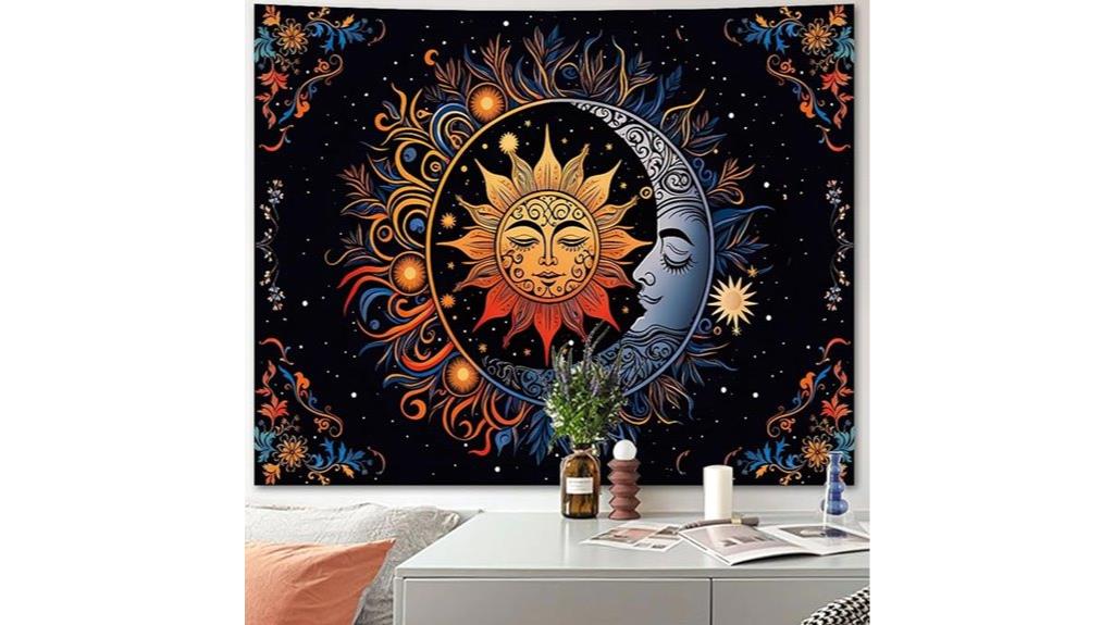 hippie sun moon tapestry