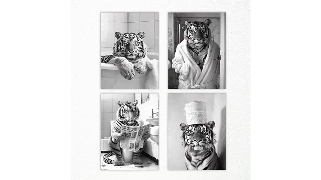 humorous bathroom tiger prints