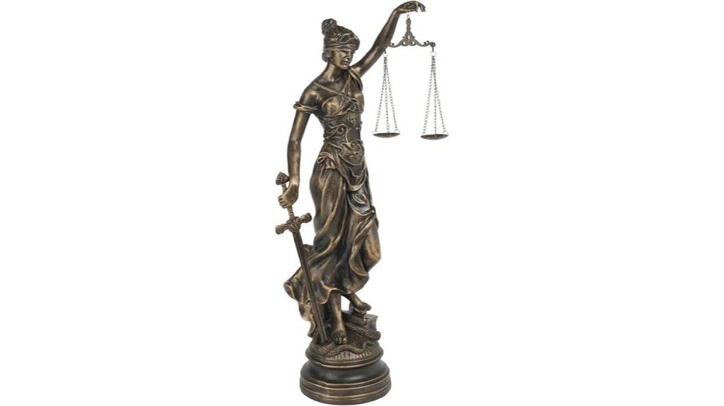 justice themed resin statue