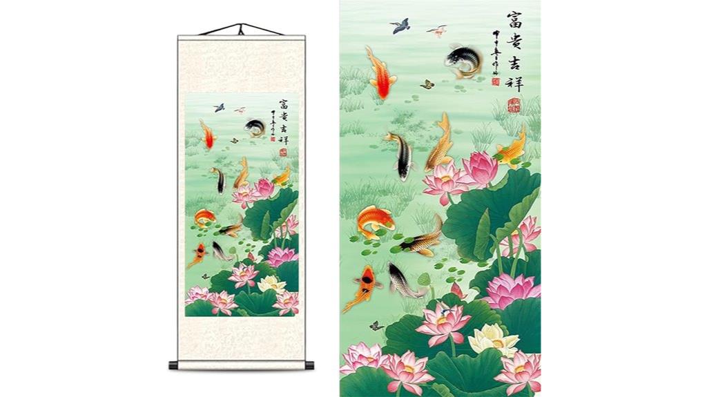 koi fish silk scroll