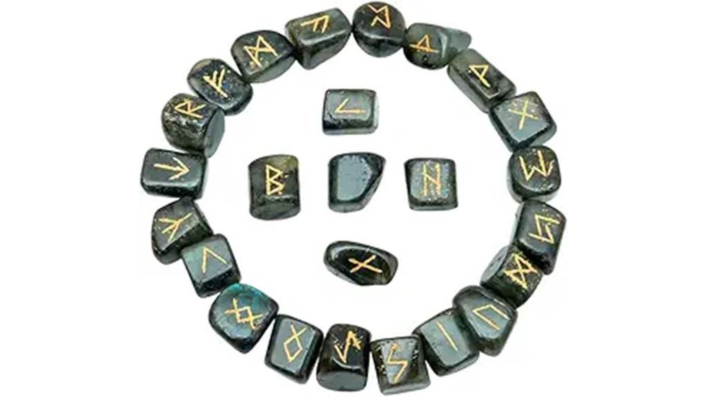 labradorite rune stone set