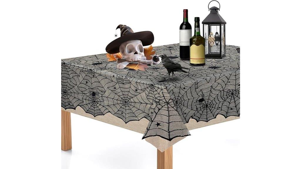 large black spider web tablecloth