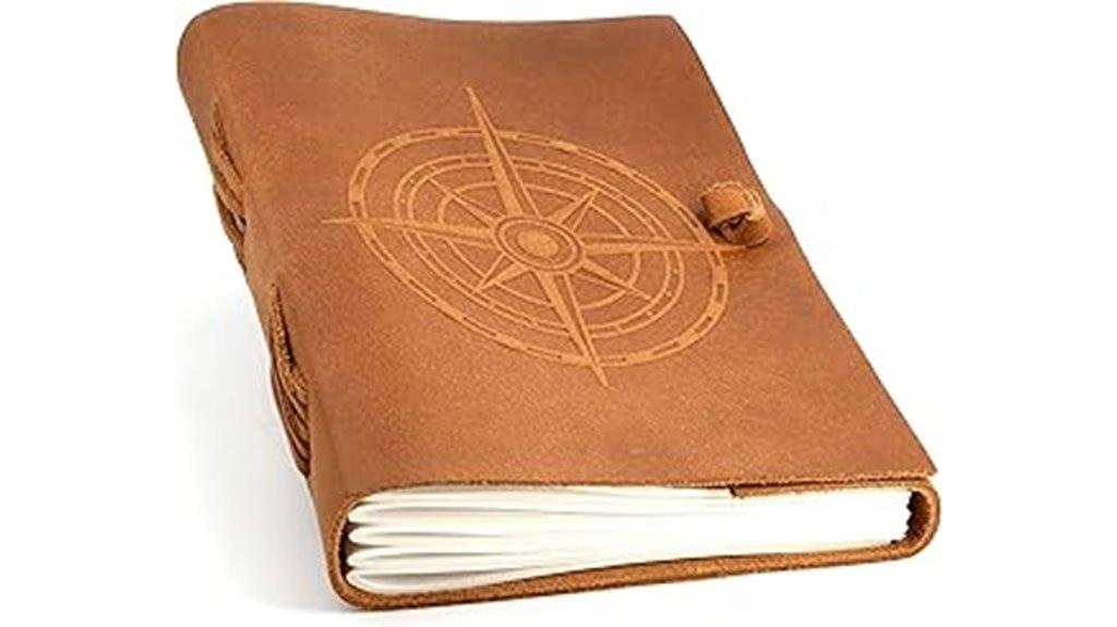 leather journal with compass