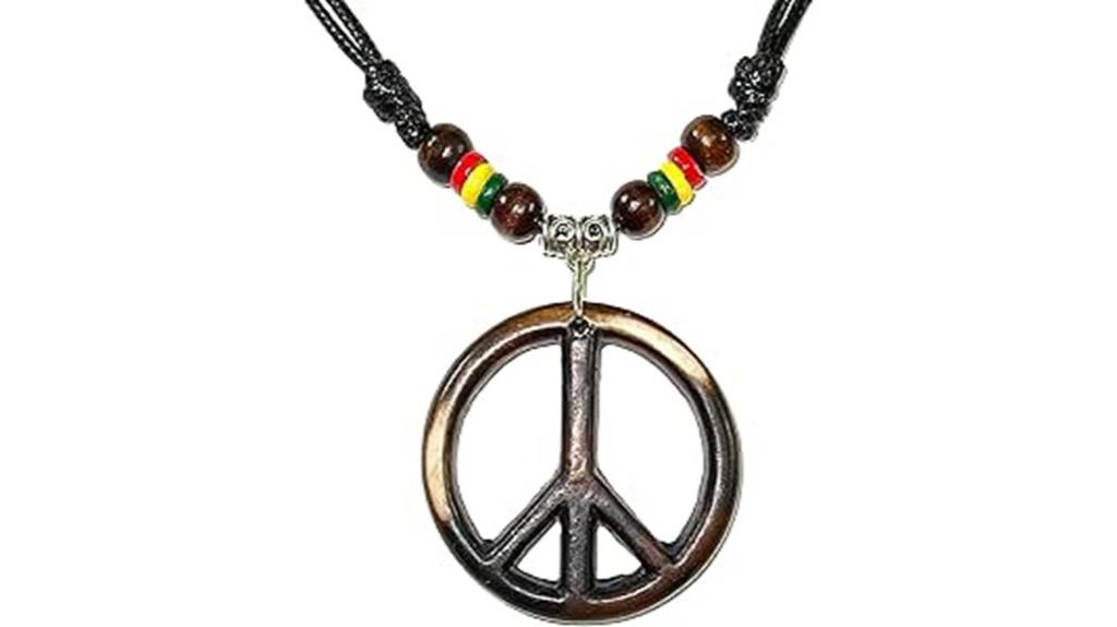 leather peace symbol necklace