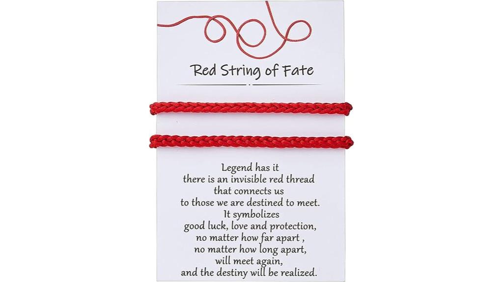 matching red string bracelets