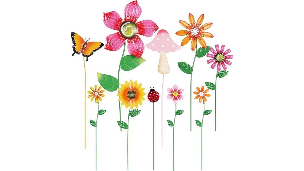 metal flower garden stakes
