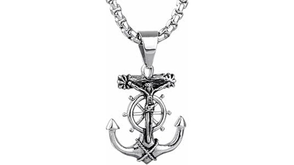 nautical anchor jesus necklace