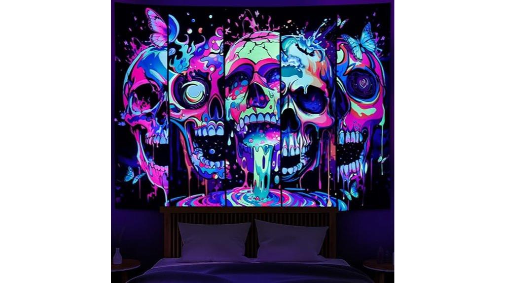 neon skeleton butterfly tapestry