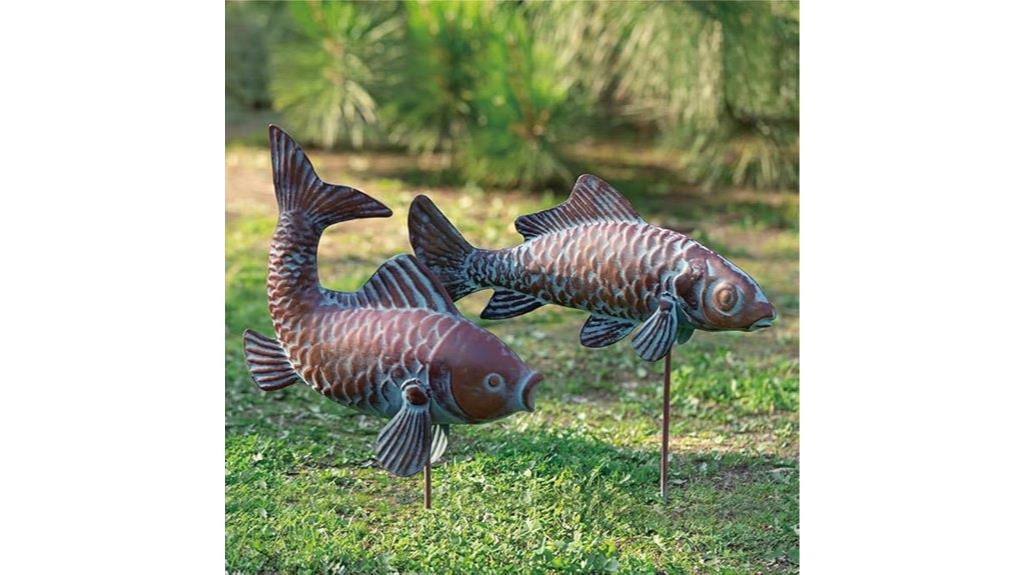 pair of koi fish statues