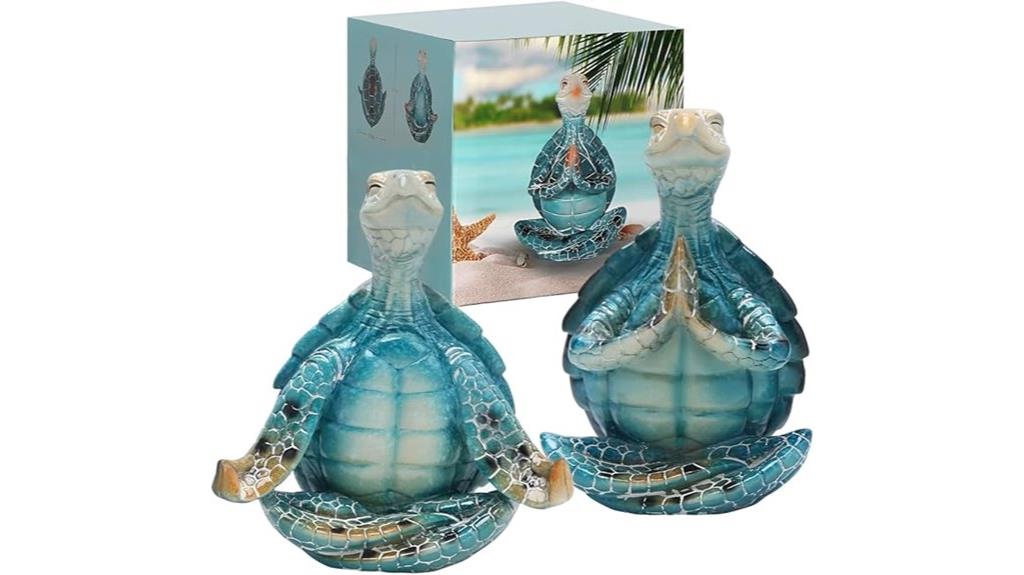 pair of turtle yoga figurines