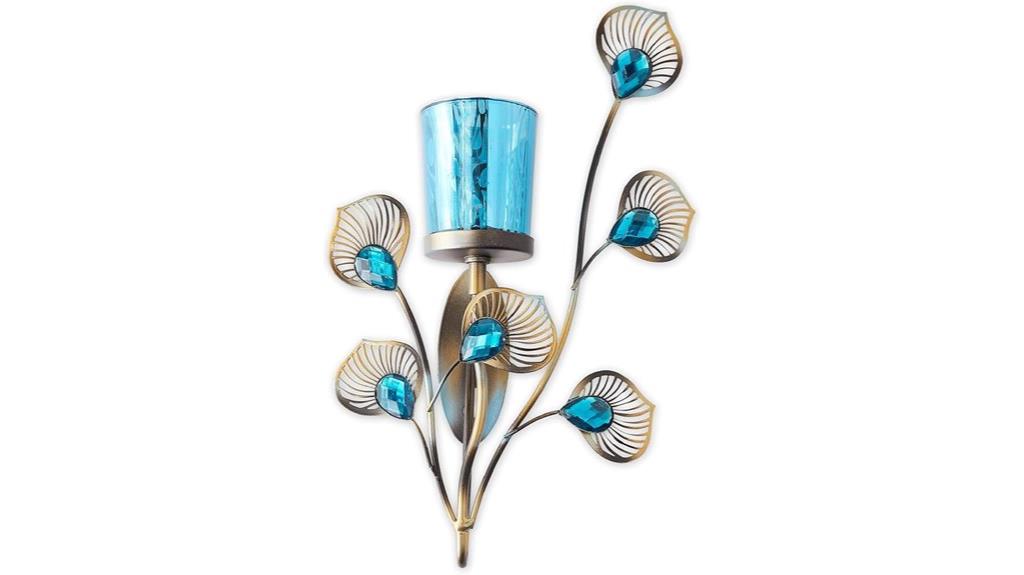 peacock feather candle holder