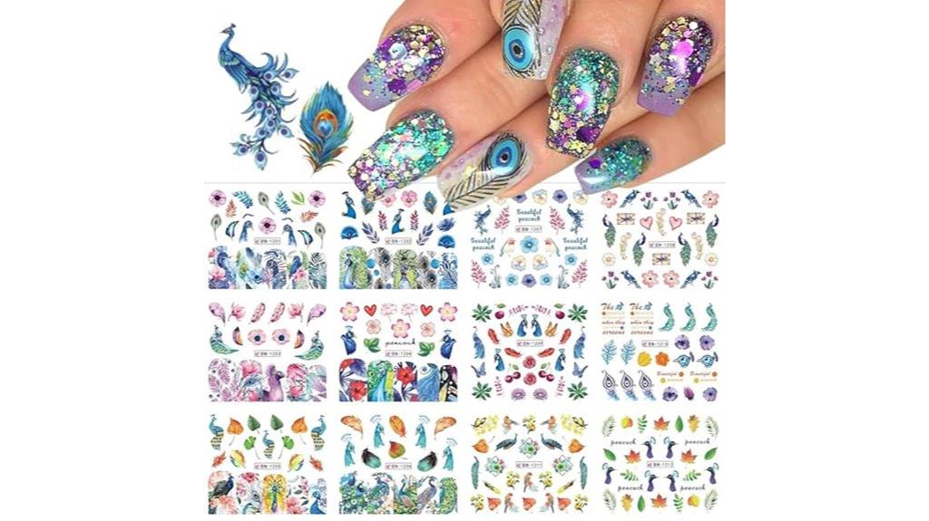 peacock feather nail decals
