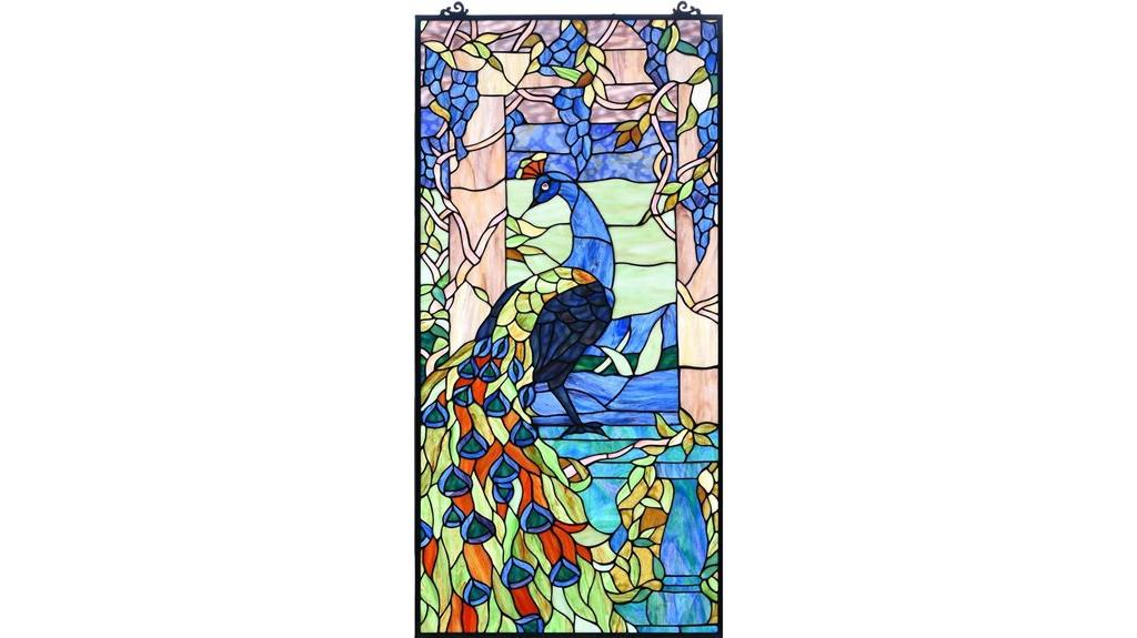 peacock tiffany glass panel