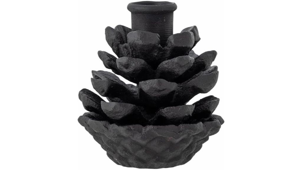 pine cone black candleholder