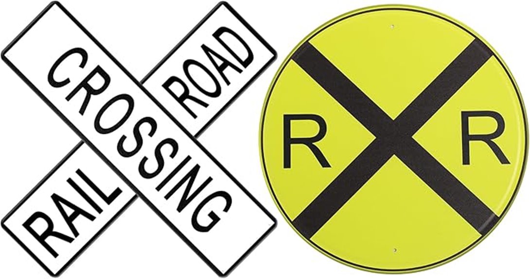 railroad crossing metal signs