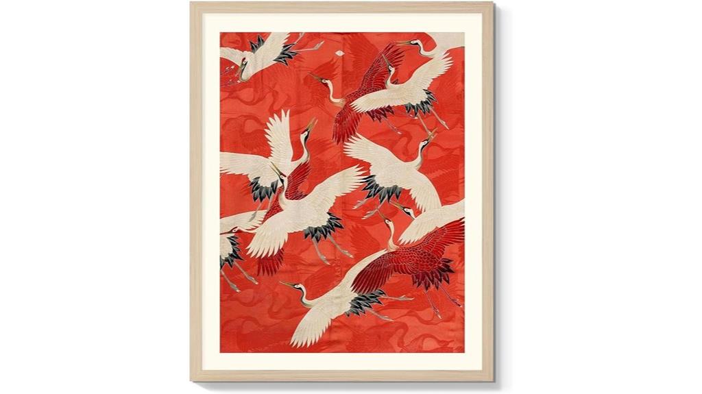 red crowned crane artwork