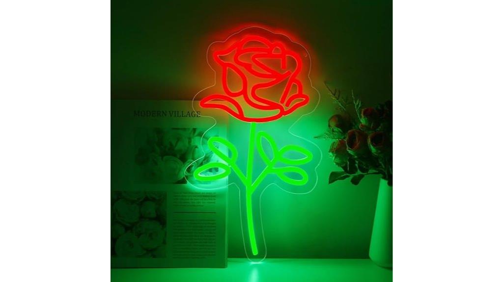 red rose neon sign