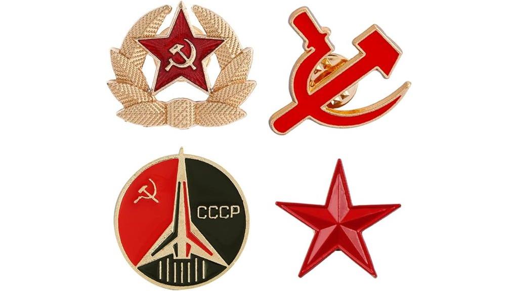 red star hammer sickle pins
