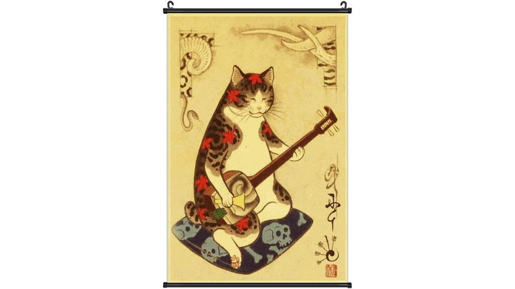 retro samurai cat wall art
