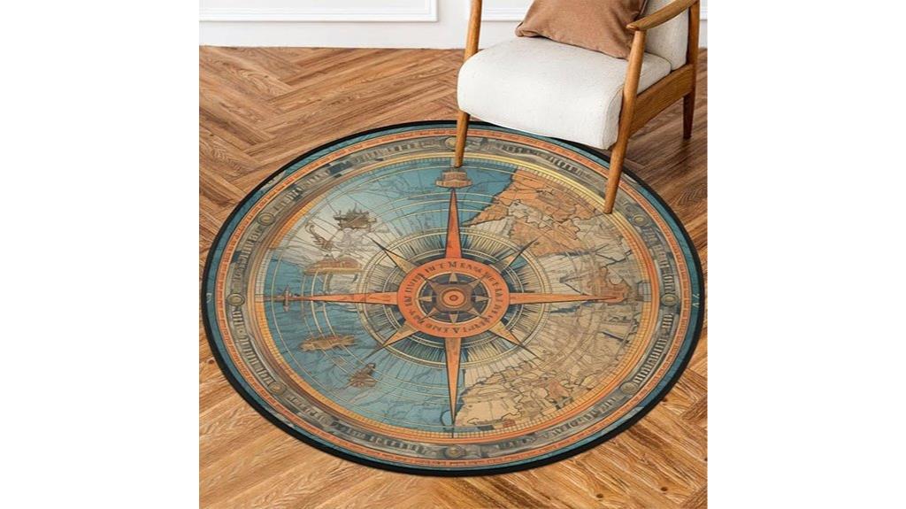 round nautical compass rug