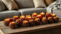 rustic pine cone candle holders