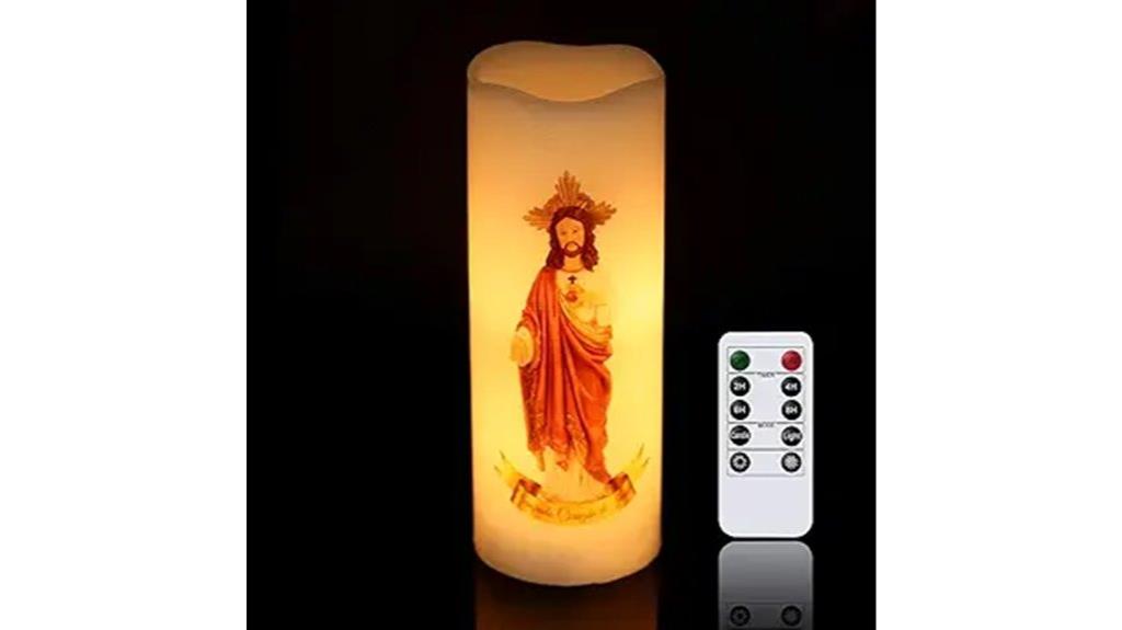 sacred heart candle with remote