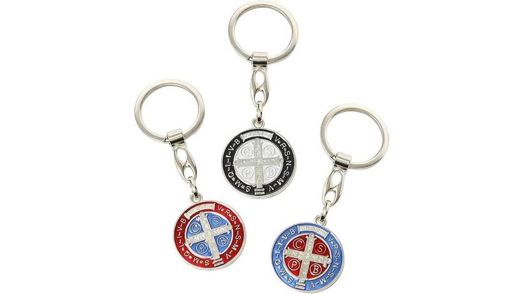 saint benedict metal keychain