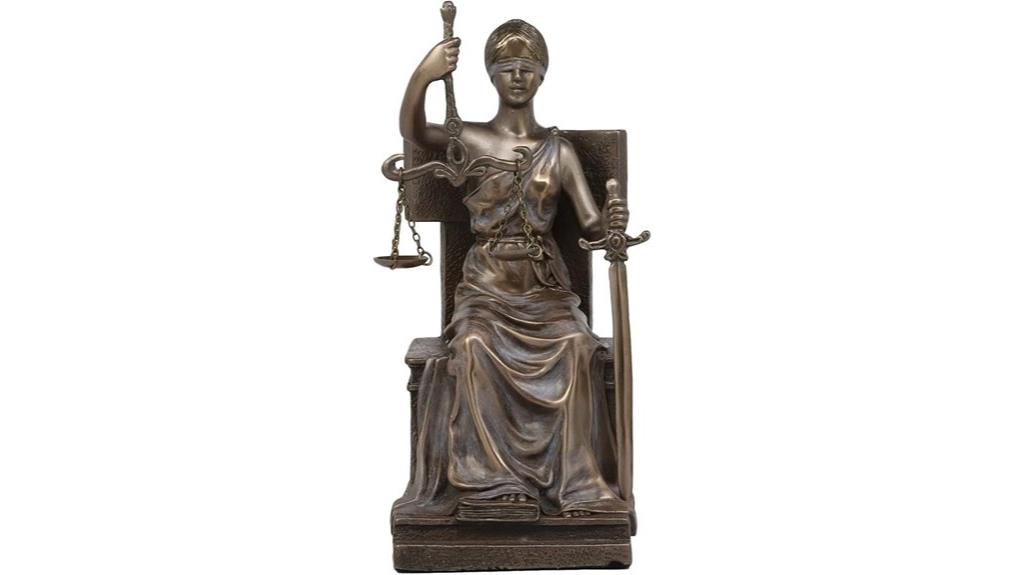seated lady justice statue