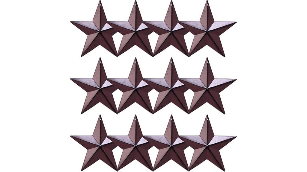 set of 12 metal texas stars