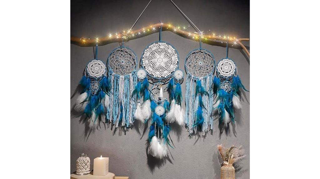 set of five blue dreamcatchers