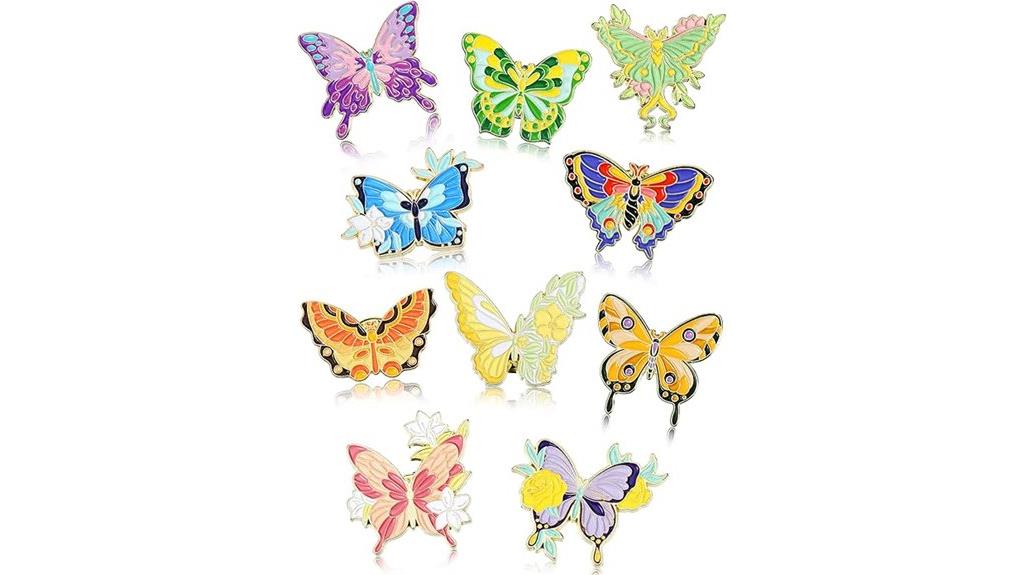 set of ten butterfly pins