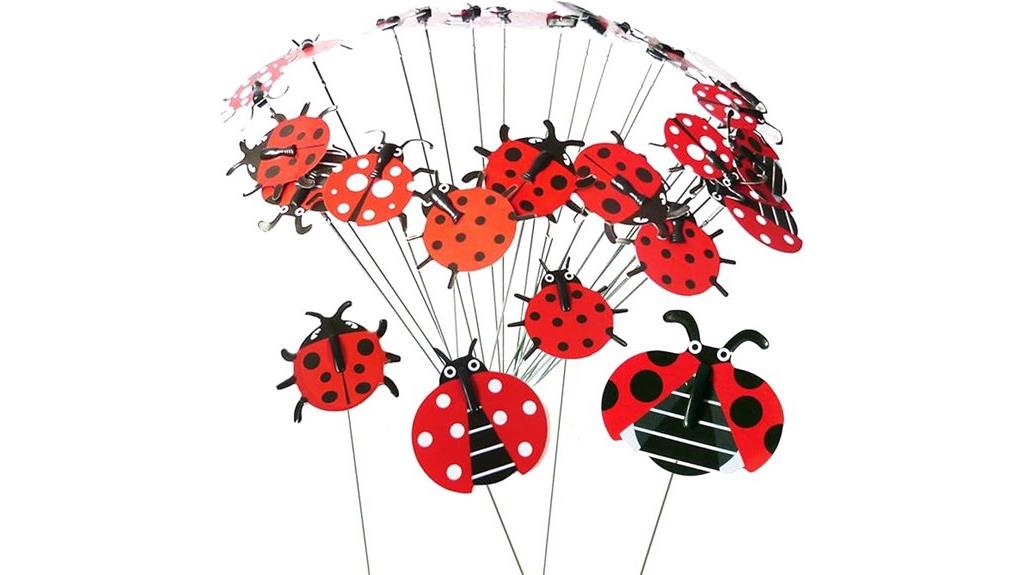 set of twenty ladybug garden stakes