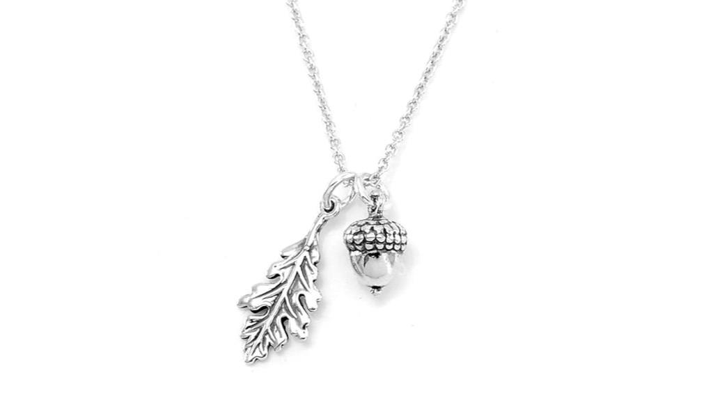 silver acorn and leaf necklace